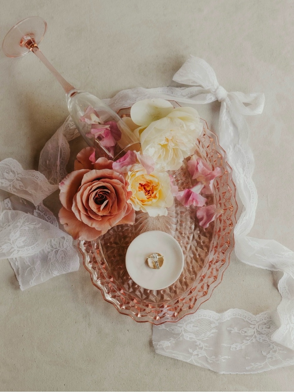 Vintage Pink Depression Glass Oval Platter